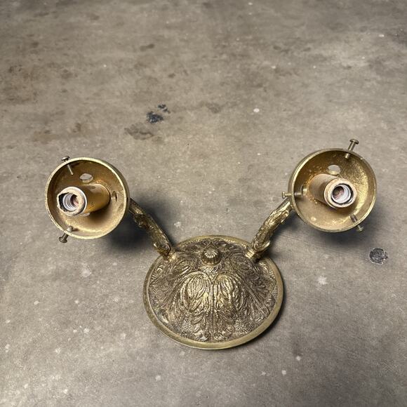 Candelabra Solid Brass Ornate Wall Sconce Underwriters Lab Inc. Electric Candles - Picture 5 of 12